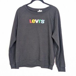 Levi's Black Crewneck Sweatshirt with Rainbow Logo Size M